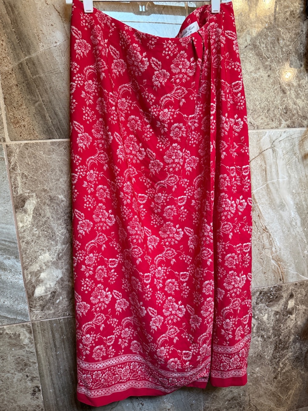 Red Floral A-Line Skirt - Classic Women's Midi Skirt